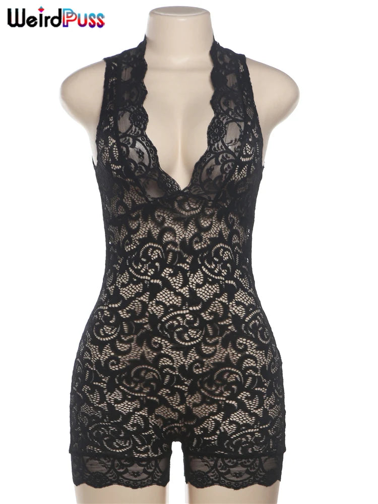 Black Widow Lace Playsuit